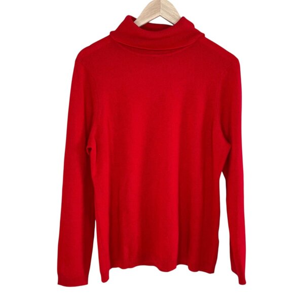 Charter Club Womens Tomato Red Cashmere Turtleneck Knit Sweater XL - Picture 1 of 12